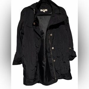 New York & Company Black Utility Jacket w/ Zip Hood Size M
